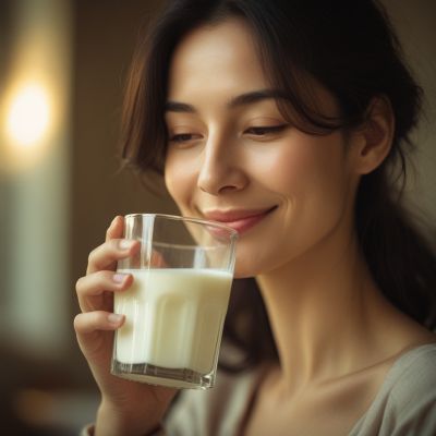 woman dinking milk
