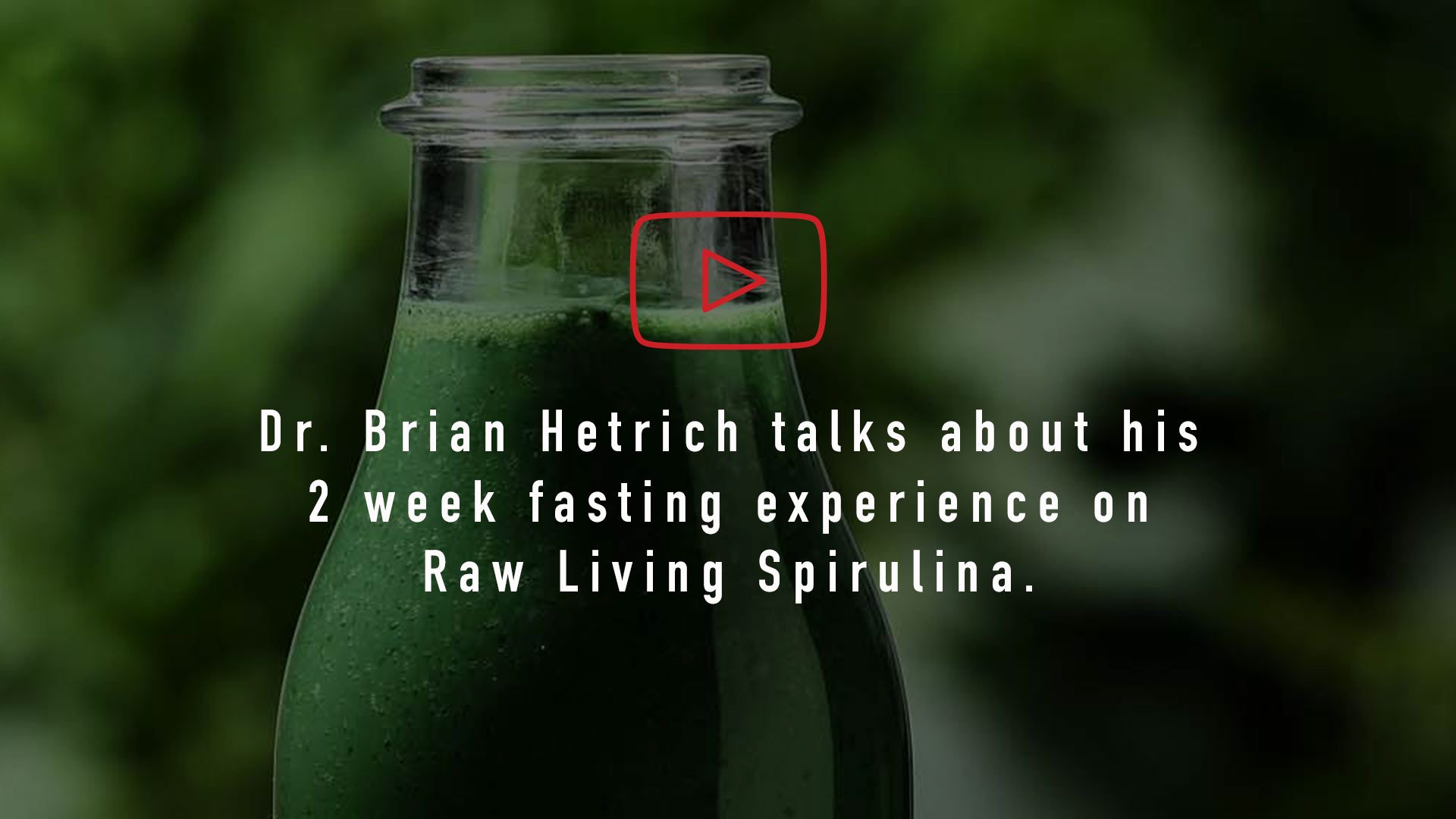 Video by Dr Brian Hetrich on his Fresh Spirulina Diet